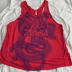 Zumba Fitness Coral Pink Racerback Tank with Purple Graphic